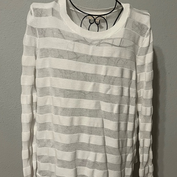 MICHAEL MICHAEL KORS Sz XL Sheer Stripe Long Sleeve Sweater Top - Picture 5 of 10